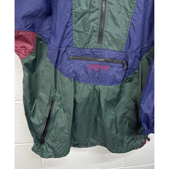 Jansport Colorblock Anorak Packable Windbreaker Jacket Men's L / Vintage 90s - Picture 2 of 6